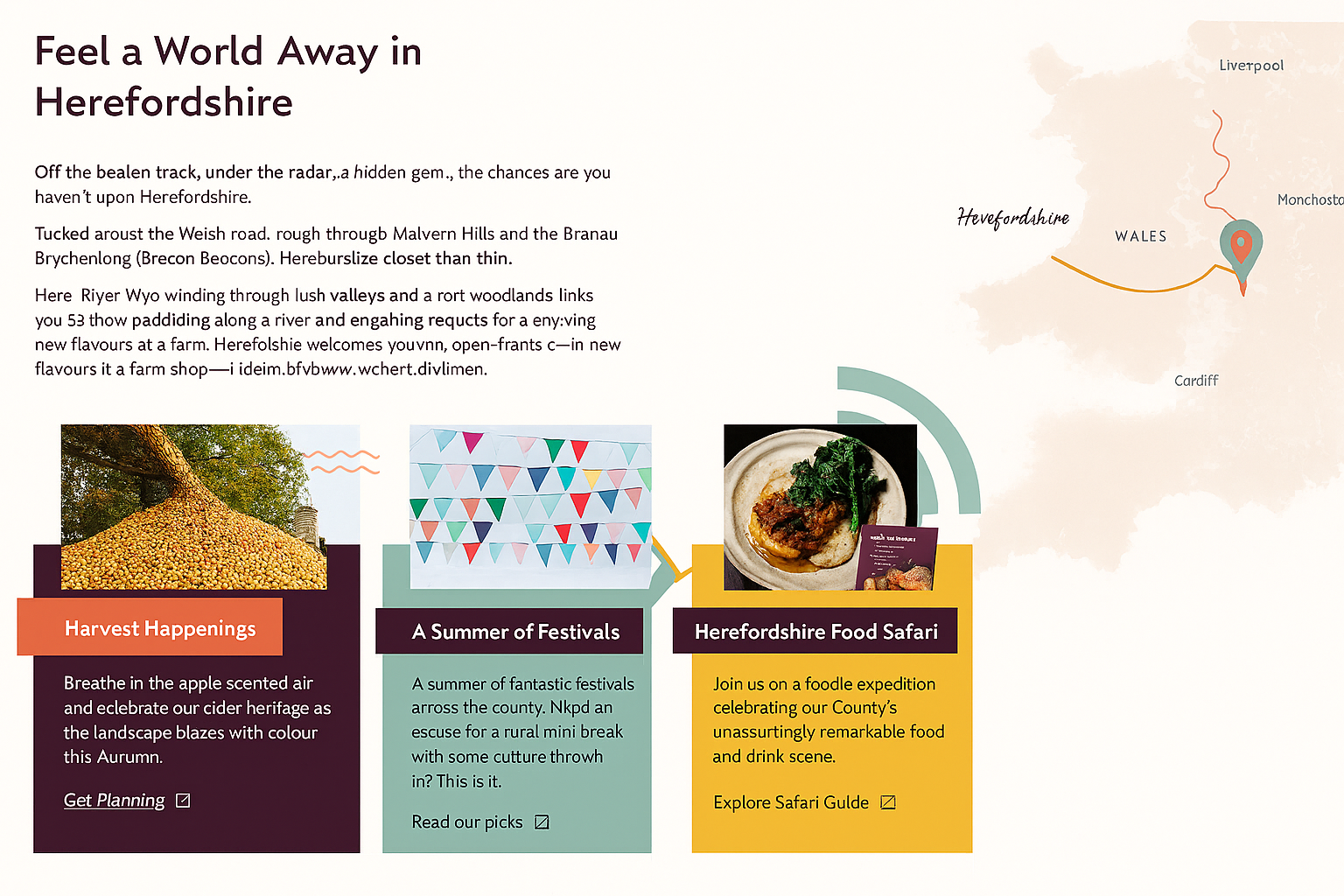 screenshot of the Visit Herefordshire website 